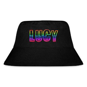 lucy rs regenbogen - Stanley/Stella recycelter Bucket Hat - Schwarz - Vorne