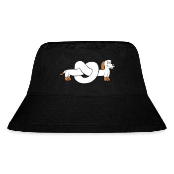 Hund Dackel Brezel Form Knoten Langer Körper Comic - Stanley/Stella recycelter Bucket Hat - Schwarz - Vorne
