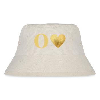 Buchstabe o goldenes Herz - Stanley/Stella recycelter Bucket Hat - Naturweiß - Vorne