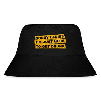 Entschuldigung, meine Damen, ich bin nur hier, um mich zu betrinken, Spiritosa. - Stanley/Stella recycelter Bucket Hat - Schwarz - Vorne
