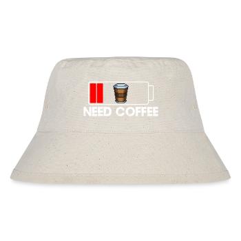 Schwache Batterie braucht Kaffee - Stanley/Stella recycelter Bucket Hat - Naturweiß - Vorne