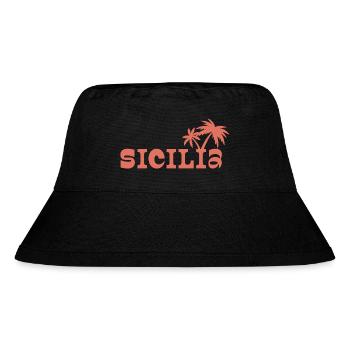 Sicilia Palm Island Sonnenuntergang - Stanley/Stella recycelter Bucket Hat - Schwarz - Vorne