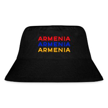 Armenia Dreifarbig Schrift-Design - Stanley/Stella recycelter Bucket Hat - Schwarz - Vorne