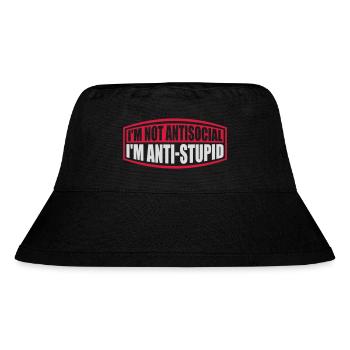 not antisocial anti stupid - Stanley/Stella Recycled Bucket Hat - black - Front