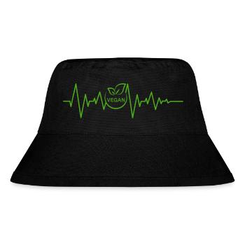vegan ecg heartbeat pulse veganuary animal rights - Stanley/Stella Recycled Bucket Hat - black - Front