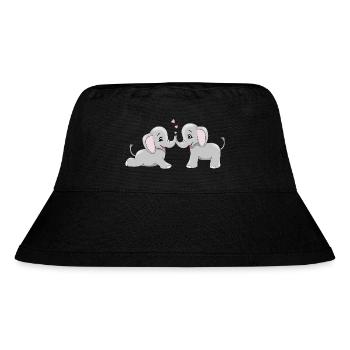 Zwei süße Elefantenbabys mit Herzen - Stanley/Stella recycelter Bucket Hat - Schwarz - Vorne