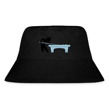A pool player is on the pool table - Stanley/Stella Recycled Bucket Hat - black - Front