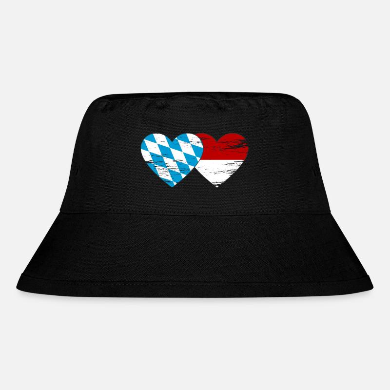 Cuore della bandiera Baviera Indonesia utilizzato - Capello alla pescatora in tessuto riciclato Stanley/Stella - nero