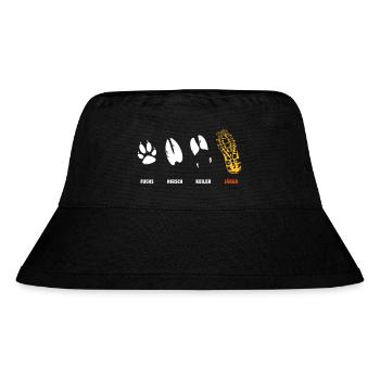 Fox, deer, wedge, hunter, step seal, track - Stanley/Stella Recycled Bucket Hat - black - Front