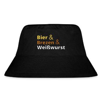 Bier, Brezen und Weisswurst - Bayern - Stanley/Stella recycelter Bucket Hat - Schwarz - Vorne