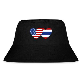 USA Thailand Flagge Herz - Stanley/Stella recycelter Bucket Hat - Schwarz - Vorne