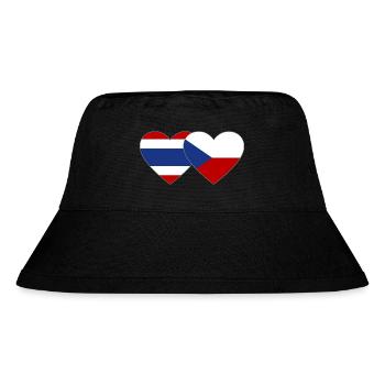 Thailand Tschechien Flagge Herz - Stanley/Stella recycelter Bucket Hat - Schwarz - Vorne