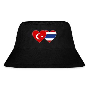 Türkei Thailand Flagge Herz - Stanley/Stella recycelter Bucket Hat - Schwarz - Vorne