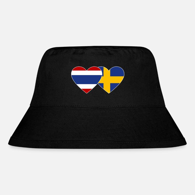 Thailand Schweden Flagge Herz - Stanley/Stella recycelter Bucket Hat - Schwarz