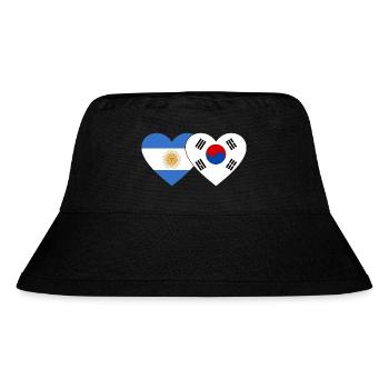 Argentinien Südkorea Flagge Herz - Stanley/Stella recycelter Bucket Hat - Schwarz - Vorne