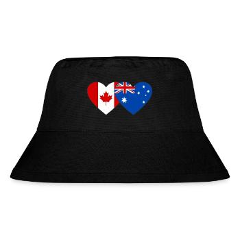 Kanada Australien Flagge Herz - Stanley/Stella recycelter Bucket Hat - Schwarz - Vorne