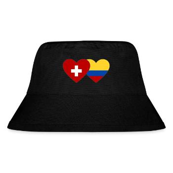 Switzerland Colombia Flag Heart - Stanley/Stella Recycled Bucket Hat - black - Front