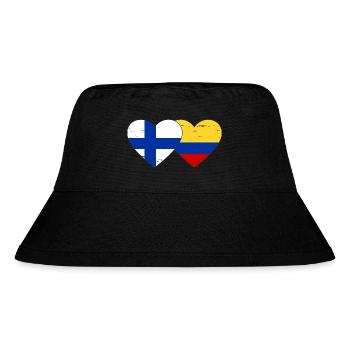 Finland Colombia Flag Heart Used - Stanley/Stella Recycled Bucket Hat - black - Front