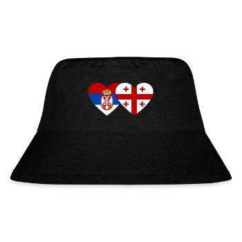 Serbia Georgia Flag Heart - Stanley/Stella Recycled Bucket Hat - black - Front