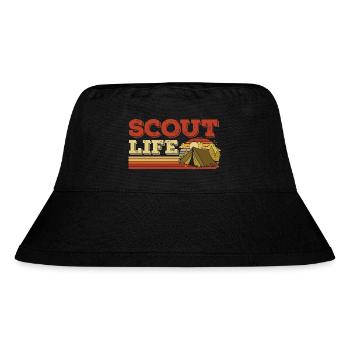 Retro Scout Scouting Leben Zelt Hobby Camp - Stanley/Stella recycelter Bucket Hat - Schwarz - Vorne