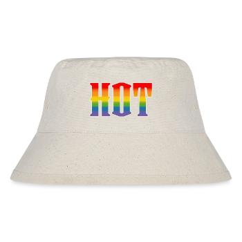 Rainbow text Hot LGBT lgbtqi queer - Stanley/Stella Recycled Bucket Hat - natural - Front