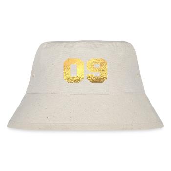 Nummer 9 Gold Glitter - 9. Jahrestag - Stanley/Stella recycelter Bucket Hat - Naturweiß - Vorne