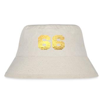 Nummer 66 Gold Glitter - 66. Jahrestag - Stanley/Stella recycelter Bucket Hat - Naturweiß - Vorne