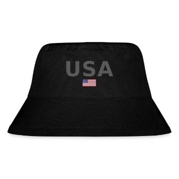 TEAM USA amerikanische Flagge Fahne unter Schrift - Stanley/Stella recycelter Bucket Hat - Schwarz - Vorne