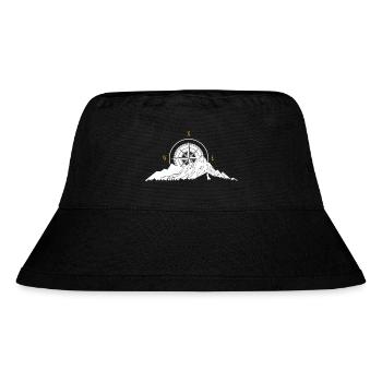 Berg und Kompass - Stanley/Stella recycelter Bucket Hat - Schwarz - Vorne