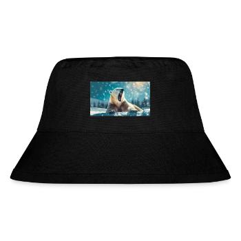 Niedliche Tiere chillen – Eisbär - Stanley/Stella recycelter Bucket Hat - Schwarz - Vorne