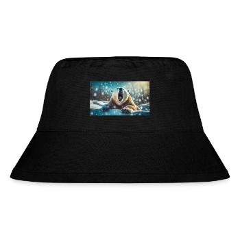 Niedliche Tiere chillen – Eisbär - Stanley/Stella recycelter Bucket Hat - Schwarz - Vorne