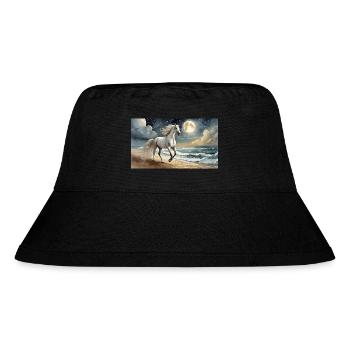 Pferd Stute am Strand mit Vollmond - Stanley/Stella recycelter Bucket Hat - Schwarz - Vorne