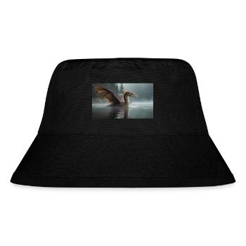 Ein realistischer böser dunkler Drache in einem nebligen Fluss - Stanley/Stella recycelter Bucket Hat - Schwarz - Vorne