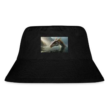 Ein realistischer böser dunkler Drache in einem nebligen Fluss - Stanley/Stella recycelter Bucket Hat - Schwarz - Vorne