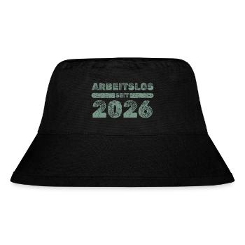 Arbeitslos 2026 - Stanley/Stella recycelter Bucket Hat - Schwarz - Vorne