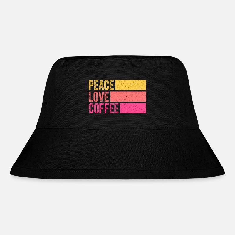 Kaffee trinken Frieden Liebe Kaffee Hemd Kaffee Liebhaber - Stanley/Stella recycelter Bucket Hat - Schwarz