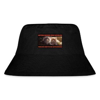 Katzen machen glücklich, Menschen Kopfschmerzen - Stanley/Stella recycelter Bucket Hat - Schwarz - Vorne