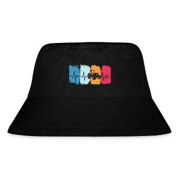 Farmer Retro Tractor Heartbeat Farmer Tractor - Stanley/Stella Recycled Bucket Hat - black - Front
