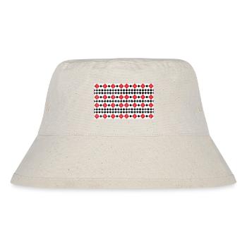 Geometrische rote Diamantstreifen - Stanley/Stella recycelter Bucket Hat - Naturweiß - Vorne