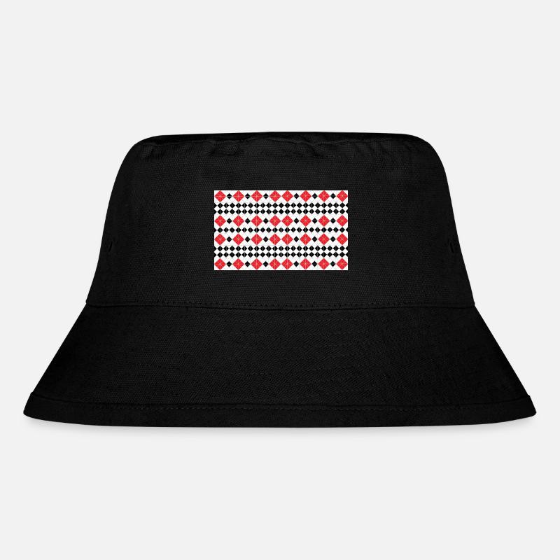 Geometric Red Diamond Stripes - Stanley/Stella Recycled Bucket Hat - black
