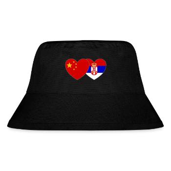 China Serbia Flag Heart - Stanley/Stella Recycled Bucket Hat - black - Front