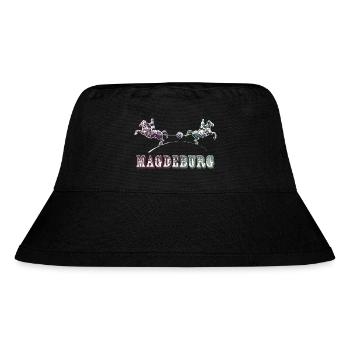Magdeburg | Otto von Guerickes Halbkugelexperiment - Stanley/Stella recycelter Bucket Hat - Schwarz - Vorne