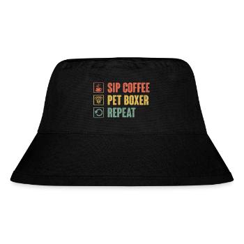 Sip Coffee Pet Boxer Repeat Koffein Liebhaber Hund - Stanley/Stella recycelter Bucket Hat - Schwarz - Vorne