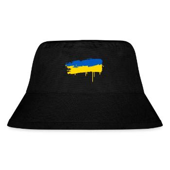 Blue and Yellow Brush Stroke Flag in Splash Style - Stanley/Stella Recycled Bucket Hat - black - Front