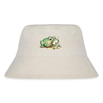 Frog with magnifying glass in search of clues - Stanley/Stella Recycled Bucket Hat - natural - Front