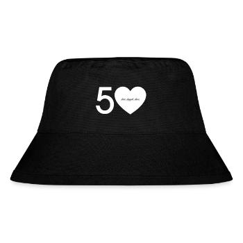 50 mit Herz - live. laugh. love. - Stanley/Stella recycelter Bucket Hat - Schwarz - Vorne