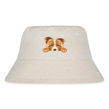 Spähender trauriger Border Collie-Hund - Stanley/Stella recycelter Bucket Hat - Naturweiß - Vorne