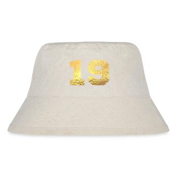 Number 19 Gold Glitter - 19th Anniversary - Stanley/Stella Recycled Bucket Hat - natural - Front