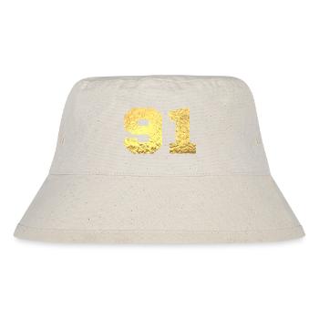 Number 91 Gold Glitter - 91st Anniversary - Stanley/Stella Recycled Bucket Hat - natural - Front