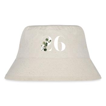 Nummer 26 Blumengrün -26. Blumengeburtstag - Stanley/Stella recycelter Bucket Hat - Naturweiß - Vorne